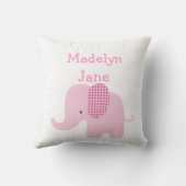 Coussins personnalisés par éléphant rose de bébé (Verso)