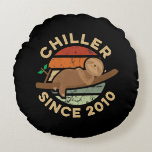 Coussins Ronds 11e anniversaire Gift Funny Sloth Theme Chiller