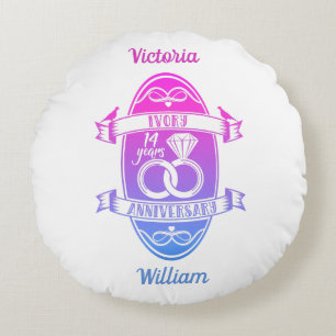 Coussins Ronds 14 ans ivoire traditionnel 14e anniversaire de mar