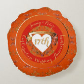 Coussins Ronds 17e anniversaire de mariage couleur cornaline (Dos)