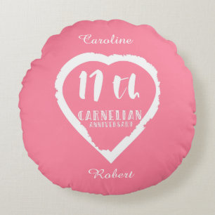 Coussins Ronds 17e anniversaire Mariage carnélien traditionnel