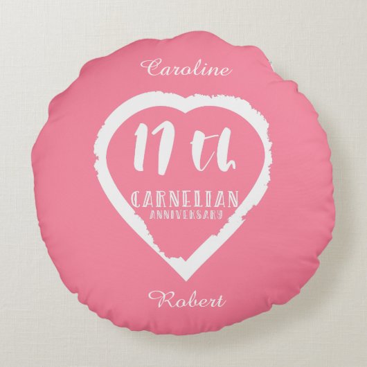 Coussins Ronds 17e anniversaire Mariage carnélien traditionnel (Dos)