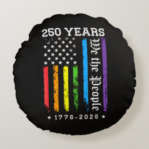 Coussins Ronds 250 Ans de Drapeau de Fierté LGBT Américain 250e A