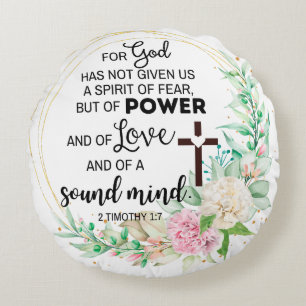 Coussins Ronds 2 Timothée 1:7 Dieu n'a pas donné un esprit de peu