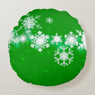 Coussins Ronds 2d illustration. Des flocons de neige sur arrière 