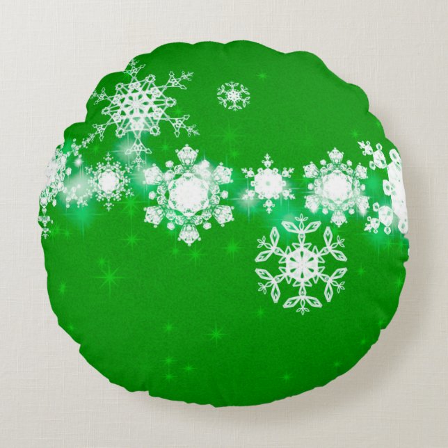 Coussins Ronds 2d illustration. Des flocons de neige sur arrière  (Devant)