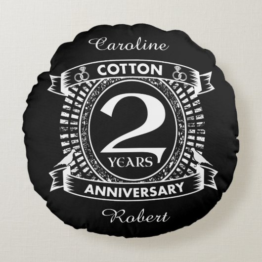 Coussins Ronds 2e anniversaire mariage crête en détresse (Devant)