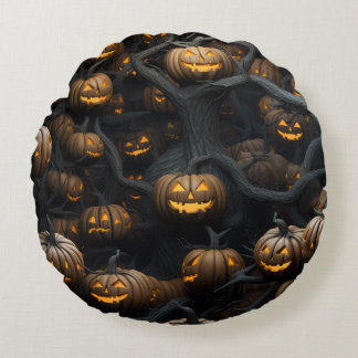 Coussins Ronds 3d halloween pumpkins pattern