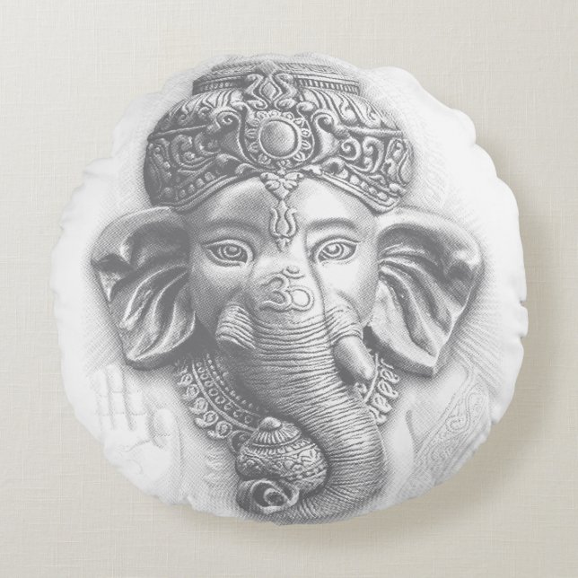 Coussins Ronds 3d Lord Ganesha - Om (Devant)