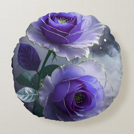 Coussins Ronds 3D Royal Blue Rose Illusion Luxury Round Pillow  (Devant)
