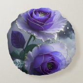 Coussins Ronds 3D Royal Blue Rose Illusion Luxury Round Pillow  (Dos)