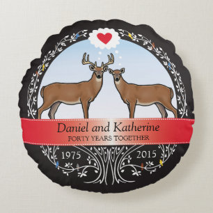 Coussins Ronds 40e anniversaire de mariage personnalisé, Cerf