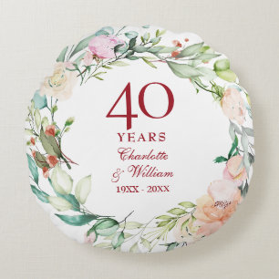Coussins Ronds 40e anniversaire de mariage photo florale de campa