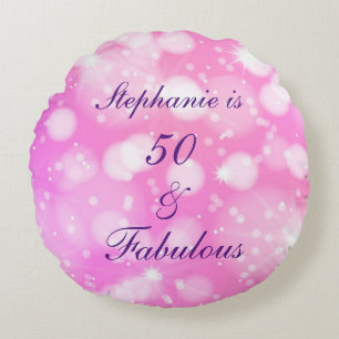 Coussins Ronds 50 Et Fabulous Anniversaire Pink Purple Glittery