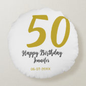 Coussins Ronds 50e anniversaire ajouter nom date année noire modè (Dos)
