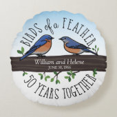 Coussins Ronds 50e anniversaire du Mariage, Bluebirds of a Feathe (Devant)