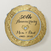 Coussins Ronds 50e anniversaire du Mariage Diamonds & Gold (Dos)