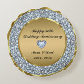 Coussins Ronds 50e anniversaire du Mariage Diamonds & Gold (Dos)