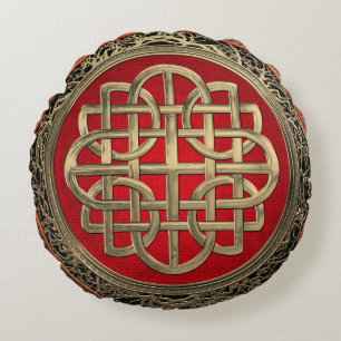 Coussins Ronds [600] Croix du noeud d'or celtique sacré