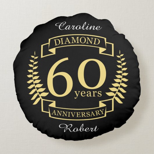 Coussins Ronds 60e ANNIVERSAIRE Mariage en diamant jaune (Dos)