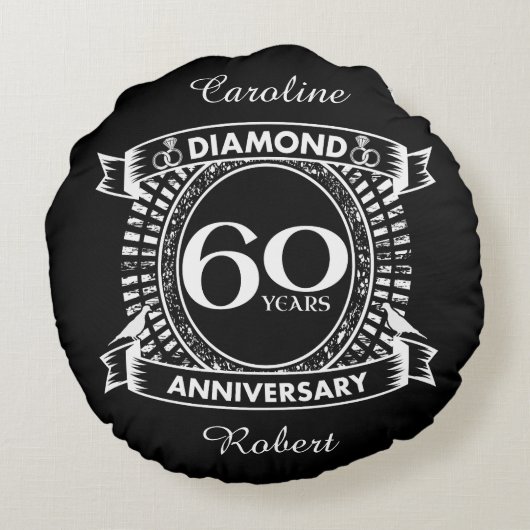 Coussins Ronds 60ème jour de l'anniversary (Dos)