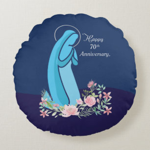 Coussins Ronds 70e anniversaire de la vie religieuse Nun Fleur ro