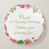 Coussins Ronds 70e anniversaire Mariage religieux Fleurs (Devant)