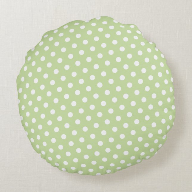 Coussins ronds à points polka vert et blanc (Dos)