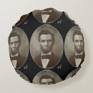 Coussins Ronds Abe Lincoln Président américain Vintage Portrait U