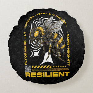 Coussins Ronds Abeille Résiliente – Conception de positivité d'ab