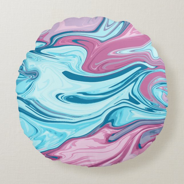 Coussins Ronds Abstract elegant fluide marble liquide (Devant)