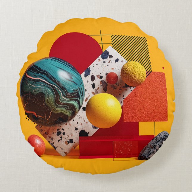 Coussins Ronds Abstract geometric colorful composition  (Devant)