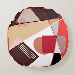 Coussins Ronds Abstract geometric pattern, silk scarf shawl desi