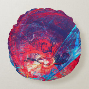 Coussins Ronds Abstrait beau rouge et bleu clair dossier de coule