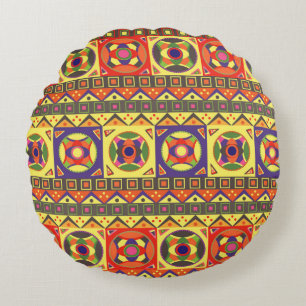 Coussins Ronds Abstrait coloré Africain sans couture Motif avec G