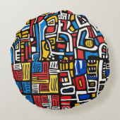 Coussins Ronds abstrait doodle moderne (Dos)