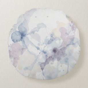 Coussins Ronds Abstrait éclaboussure d'encre fluide bleu pastel e