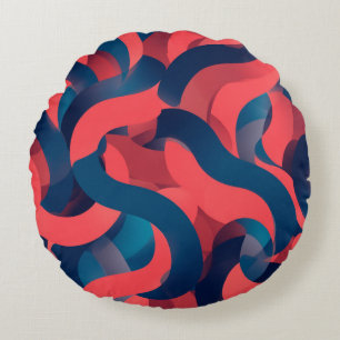 Coussins Ronds abstrait géométrique moderne Corail et Bleu