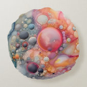 Coussins Ronds Abstrait Liquid Pour Art Beach Vibes, Cellules de  (Dos)