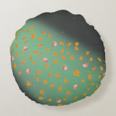Coussins Ronds Abstrait Lune verte feuille automne rose (Dos)