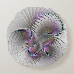 Coussins Ronds Abstrait moderne Shy Imaginaire Figure Fractal Art