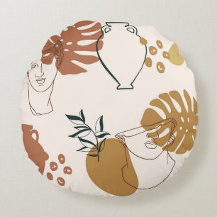 Coussins Ronds Abstrait motif sans soudure de la tête de sculptur