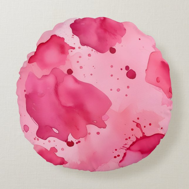 Coussins Ronds Abstrait rose sur rose  (Devant)