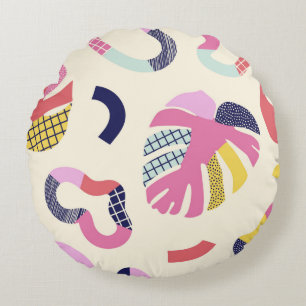 Coussins Ronds Abstrait tropicale formes sans faille motif, fond