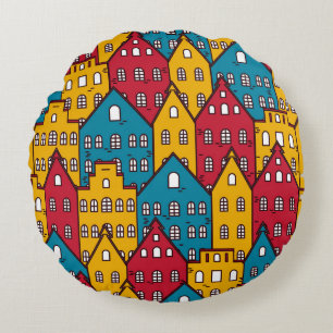 Coussins Ronds Abstrait urbain : motif urbain vintage