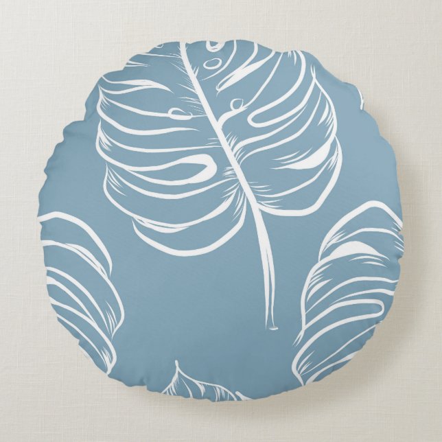 Coussins Ronds Abstraite Feuille Tropicale : Verdure transparente (Devant)
