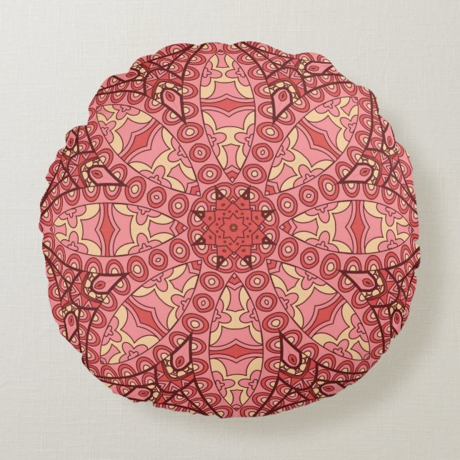Coussins Ronds Abstraite fleur mandala ethnique sans couture moti (Devant)