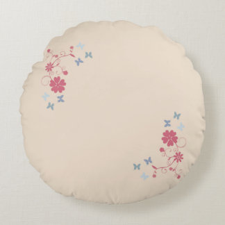 Coussins Ronds Accents floral et papillon Whimsical sur crème