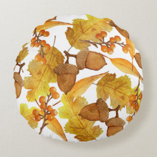Coussins Ronds Acornes d'automne : aquarelle Thanksgiving Design