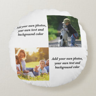Coussins Ronds Add your own photos, text and  background throw pi